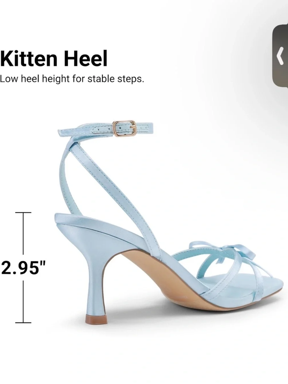 Dream Pairs Light Blue Bow Ankle-Strap Mid Heel Sandals